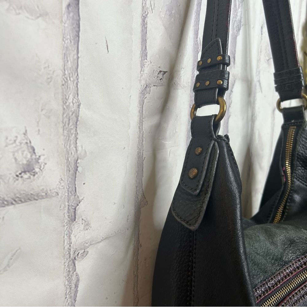 The Sak sequoia black gray leather hobo shoulder bag purse - Picture 4 of 10